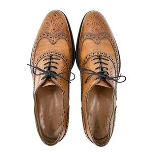 Botticelli Italian Designer Brown Wingtip Oxford Brogue Leather Laceup Shoes